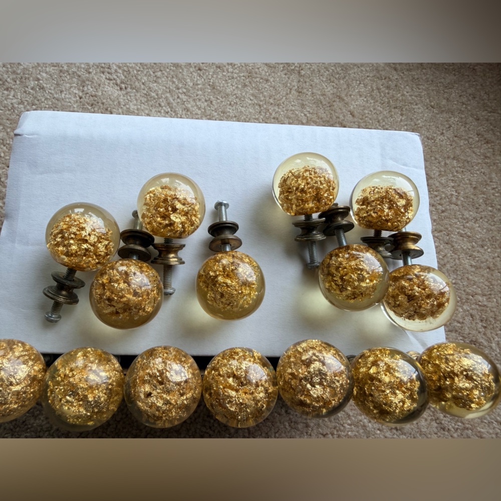 Gold Flake Drawer Knobs - Vintage 19 total